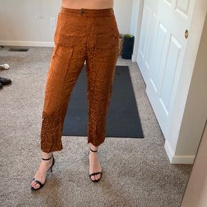 & Other Stories Silk Cheetah Print Cropped Pants